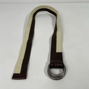 Coach Belt Leather & Canvas D-Ring Style Brown Beige 33” Youth Petite - Picture 1 of 11