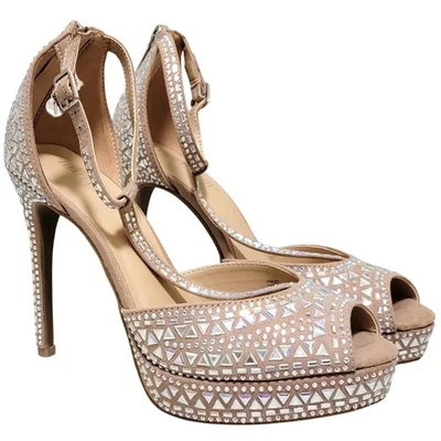 Thalia Sodi Women Chacey Strappy Platform Embellished Sandal Size US 8.5M Nude - Image 1 of 4