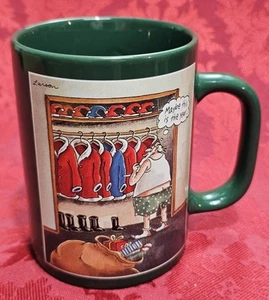 The Far Side Maybe This Year Santa Claus Closet Green Coffee Mug 1993 Vintage - Picture 1 of 6