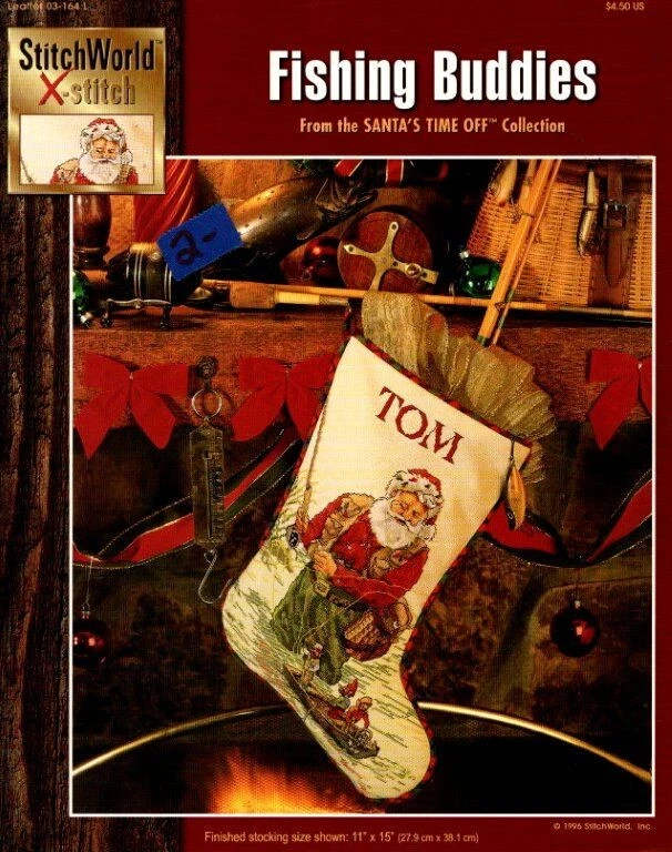 STITCH WORLD X-STITCH FISHING BUDDIES STOCKING 11" X 15" - Image 1 of 1