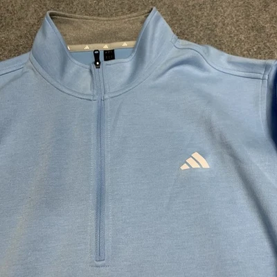 Adidas Elevated Mens Pullover Shirt Large 1/4 Zip Golf Long Sleeve $70 NEW Blue - Image 1 of 4