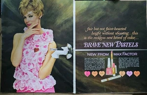 1964 Max Factor Brave New Pastels fingernail polish lipstick cosmetic 2 Page ad - Picture 1 of 1