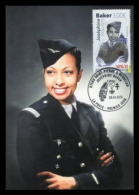 SAINT-PIERRE-ET-MIQUELON 2025 Carte Maximum Joséphine Baker Armée Air Française - Image 1 of 2