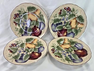 Noble Excellence Napa Valley Set of 4 Salad Plates Fruit Scalloped Edge 8-7/8” - Picture 1 of 9