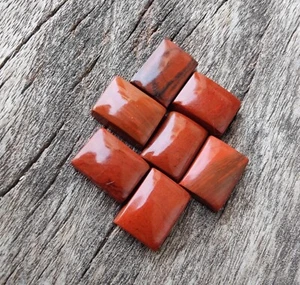 Piedra preciosa calibrada cabujón rectangular de jaspe rojo natural de 10x14 mm a 20x25 mm - Imagen 1 de 4