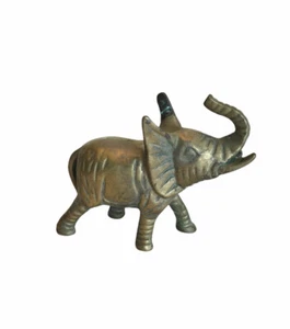 Vintage Solid Brass Leonard Silver MFG Co Elephant Paperweight Figurine Patina - Picture 1 of 6