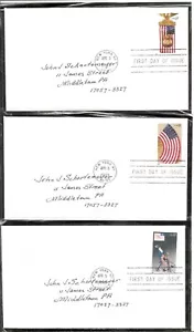US SC # 3776-3780 Old Glory - Folk Art -. FDC . No Cachet - Picture 1 of 2