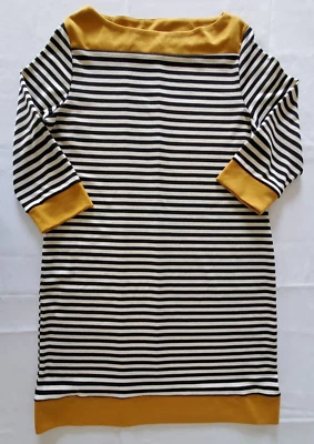 Vestido Isaac Mizrahi feminino XXL gola barco listrado preto branco mangas 3/4 - Imagem 1 de 4