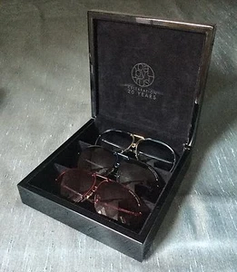 Papyrus 20th Anniversary 3 slot eyewear case box sleek black acrylic velvet - Picture 1 of 3