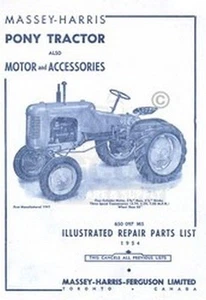 Pieza de reparación de tractor Massey Harris Pony Acc. Manual de lista - Imagen 1 de 1