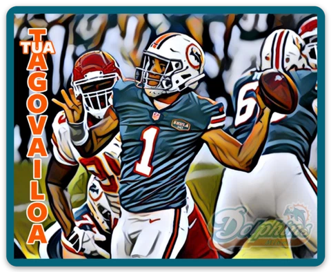 Tua Tagovailoa Miami Dolphins Character #1 Rendering NFL Football MAGNET Cover