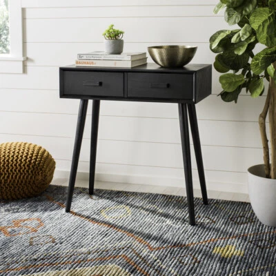 SAFAVIEH Dean 2-Drawer Console Table | Black | Foto 1 de 4