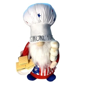 Rae Dunn Gnome S'MORE FUN Red, White, Blue Chef Hat Marshmallows Patriotic Decor - Picture 1 of 16