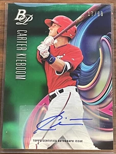 2018 BOWMAN PLATINUM TOP PROSPECTS CARTER KIEBOOM AUTO VERDE #/99 - NAZIONALI - Foto 1 di 2