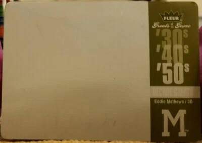 EDDIE MATTHEWS 2006 Fleer Greats of the Game PRINTING PLATE SP #1/1 of 1 Braves - Image 1 of 2