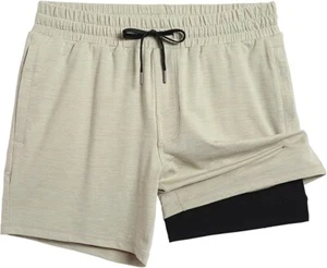 Mens 2 in 1 Running Shorts, 5" Gym Short with Zip Pockets, Quick Dry Workout M - Picture 1 of 6