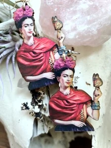 FRIDA KAHLO Red Scarf Earrings New Mexican Folk Art Jewelry - Picture 1 of 1