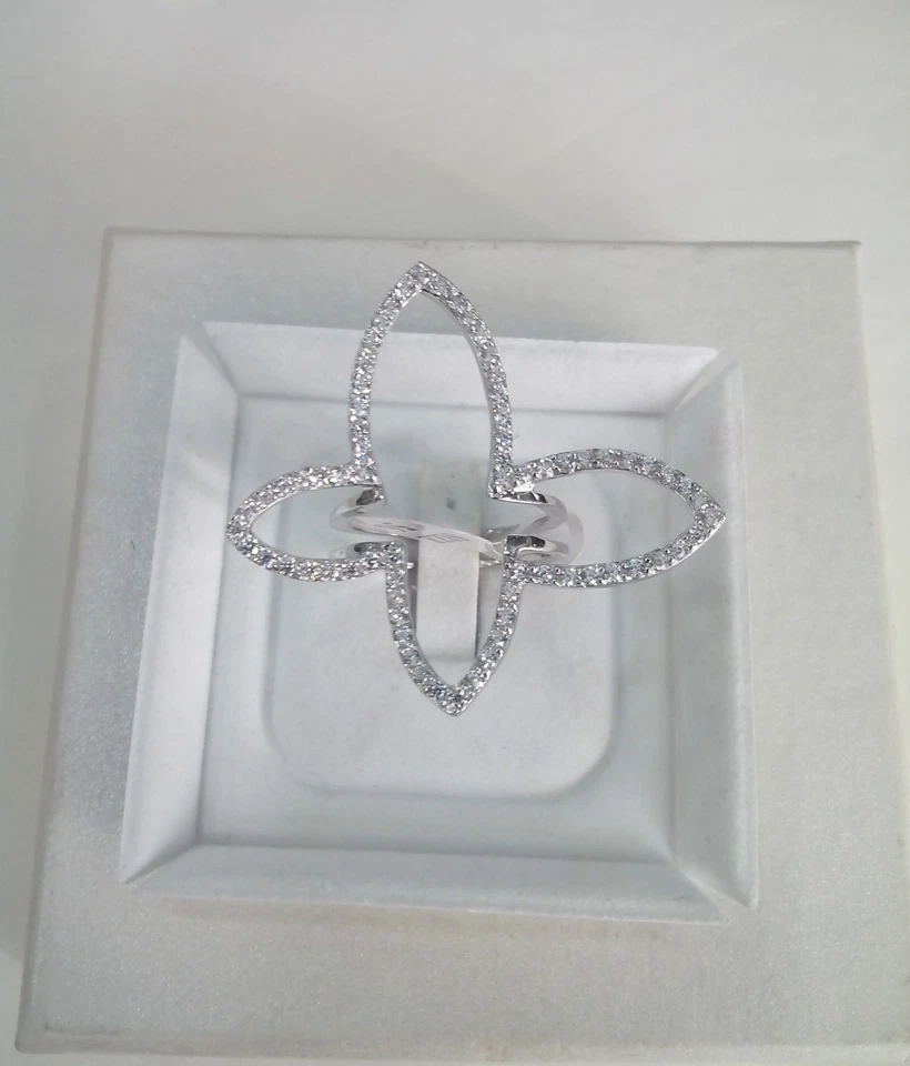 Anello donna farfalla argento 925,zirconi bianchi idea Natale mis 16 Ring Silver - Immagine 1 di 1