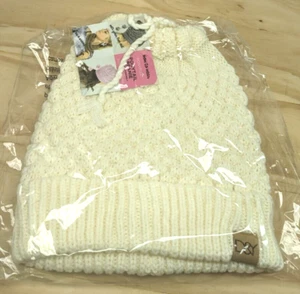 David and Young ponytail beanie white NEW - Picture 1 of 7