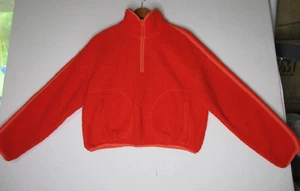 Old Navy Damen Crop Sherpa Quarter Zip Sweatshirt High Neck Gr. XS Orange - Bild 1 von 7
