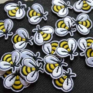 Price for 1 piece of Bee Embroidered iron on Patch, 1+1/4 x 1+1/8" - Picture 1 of 3