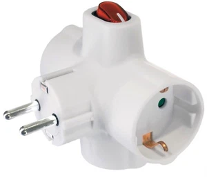 Adapter Stecker 3-fach Steckdosen Kindersicherun On/Off Schalter Mehrfachstecker - Bild 1 von 1