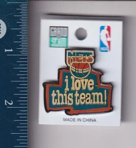 NEW JERSEY NETS I Love This Team! NBA BASKETBALL METAL LAPEL HAT PIN - Picture 1 of 1
