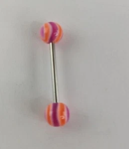 Glow In The Dark Luminous Orange/Pink Barbell Tongue Rings Body Piercing. - Picture 1 of 11