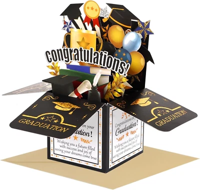 Graduation Pop up Card - 3D Graduation Card 2025 with Envelope Notecard Congratu - Image 1 of 4