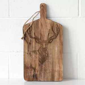 Large 50cm Thick Natural Wooden Stag Food Chopping Serving Board with Handle - Picture 1 of 5