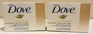 VTG Dove purely Pampering SHEA BUTTER Beauty Bar Soap Set Of 2 NEW - Picture 1 of 9