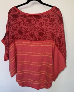 Free People Red Coral Oversized Poncho Top S - Picture 1 of 8