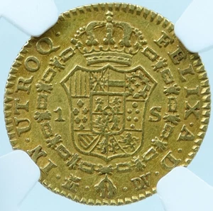1787 SPAIN King CHARLES III Antique Madrid Spanish GOLD Escudo Coin NGC i121429 - Picture 1 of 4