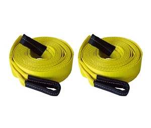 2 Pack 2" x 30' Heavy Duty Recovery Tow Strap with Protective Loop Eyes Towing - Picture 1 of 7