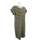 Jigsaw Dress -  Size Medium - Olive & White - Striped -Cotton - Stretch