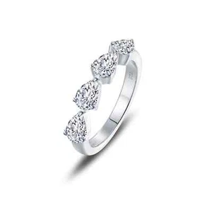 BRAND NEW Lafonn 925 Platinum Plated Delicate Lovely Four-Stone Ring R0526CLP05 - Picture 1 of 2