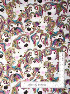 Dog Gone It Dogs Fabric Cotton Paisley Gold Gild Cotton Benartex RETIRED Yard - Picture 1 of 1