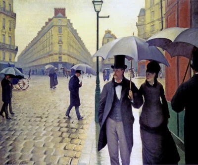 GREATVINTAGEPOSTERS PARIS STREET RAINY DAY 1877 FRENCH IMPRESSIONIST PAINTING BY CAILLEBOTTE REPRO