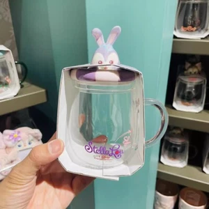 Authentic 2024 Shanghai Disney Stellalou summer glass water Cup with cover 400ml - Picture 1 of 4