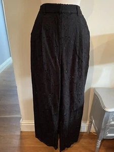 Black Broderie Anglaise Long Trousers by Reserved Size L (14) BNWT RRP £45! - Picture 1 of 9