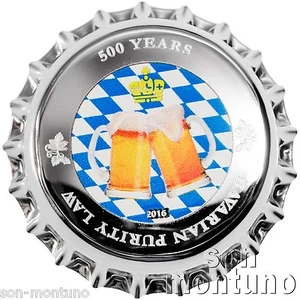 2016 Palau - BOTTLE CAP COIN - 500 Years Bavarian Purity Law 2.5g .999 Silver $1 - Picture 1 of 5