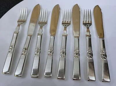 Oneida Community Silver Plate MORNING STAR Dinner Knives Eaters Forks Cutlery - Image 1 of 4