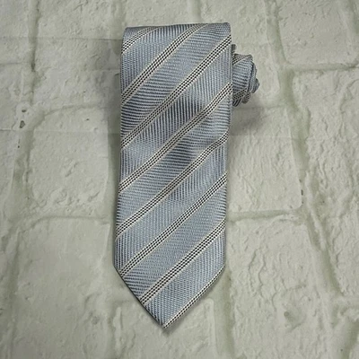 Corbata Brioni Azul Punto Pin Hecho en Italia Rayas de Seda Foto 1 de 4