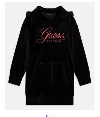GUESS Girls Black Logo Long Sleeves Hoodie Dress Size 16 Years - Image 1 of 3