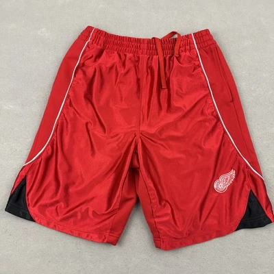 Pantalones Cortos Detroit Red Wings Hombres Grandes Rojo Logo Cintura Elástica NHL Hockey Bolsillo L * Foto 1 de 4
