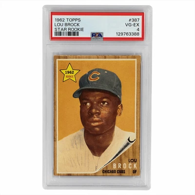 Topps Lou Brock Star Rookie 1962 #387 PSA en muy buen estado ex 4 certificado #129763388 Foto 1 de 3