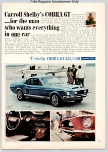 Shelby Cobra GT350 GT500 Performance Muscle Car Promo Vtg 1968 Advertisement - Picture 1 of 5