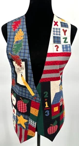 Schulhaus Damen handgefertigte Wende Neuheit Weste Medium mehrfarbig Baumwolle - Bild 1 von 12