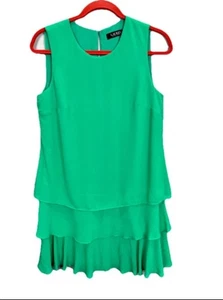 Vestido Lauren Ralph Lauren para mujer 2 verde sin mangas con volantes en capas formal - Imagen 1 de 9