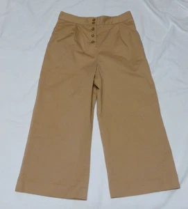 Cremieux Janice Pants High Waist Khaki Trousers Wide Leg Button-Up Cropped Sz 10 - Picture 1 of 4